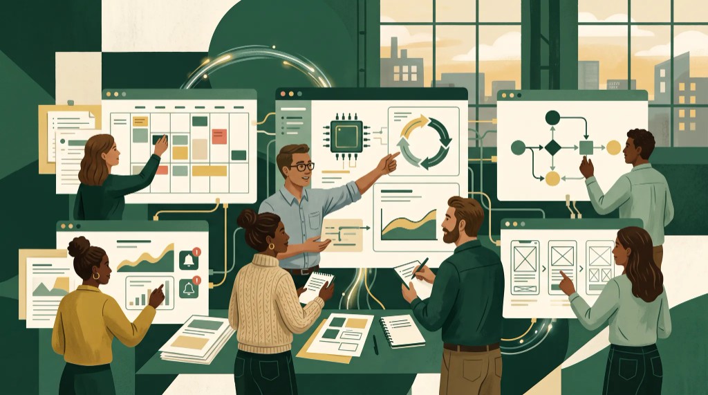 A company team learning and taking ownership of connected digital systems